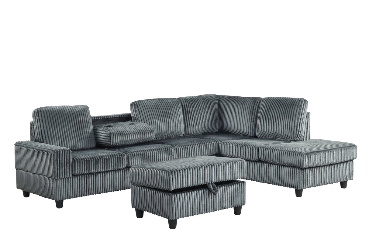 50Heights Reversible Sectional + Ottoman from Happy Homes - Luna Furniture