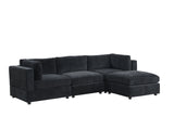 Milan Black 4-Piece Performance Fabric Modular Sectional