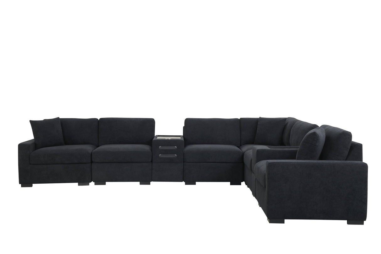 Barista Black 8PC Modular Sectional Set (w/ Bluetooth Speaker) from Happy Homes - Luna Furniture