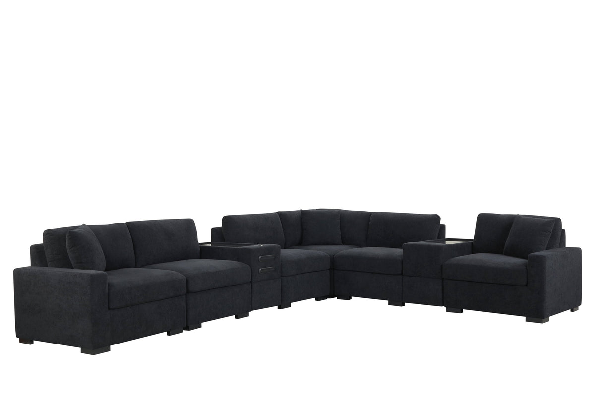 Barista Black 8PC Modular Sectional Set (w/ Bluetooth Speaker) from Happy Homes - Luna Furniture