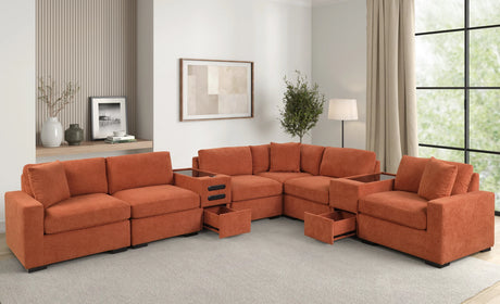 Barista Rust 8-Piece Performance Fabric Modular Sectional Set from Happy Homes - Luna Furniture
