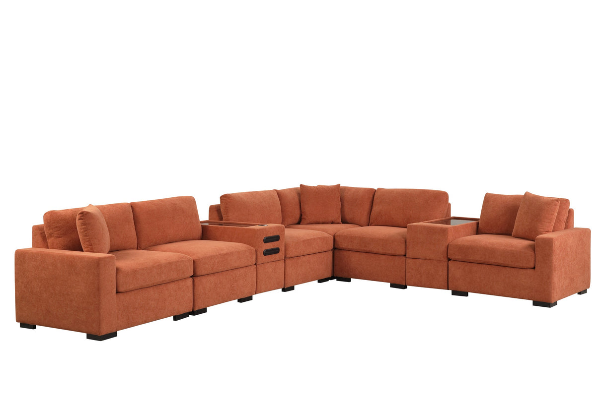 Barista Rust 8-Piece Performance Fabric Modular Sectional Set from Happy Homes - Luna Furniture