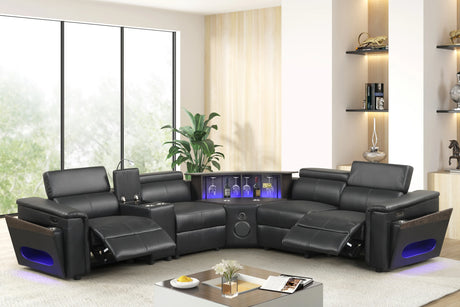 Holiday Black Power Reclining Sectional with Bluetooth Speakers from Happy Homes - Luna Furniture