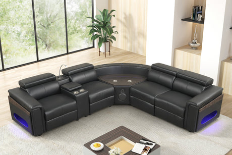 Holiday Black Power Reclining Sectional with Bluetooth Speakers from Happy Homes - Luna Furniture