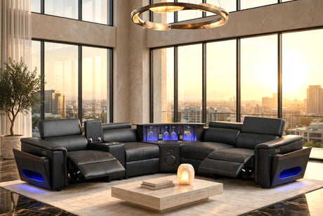 Holiday Black Power Reclining Sectional with Bluetooth Speakers from Happy Homes - Luna Furniture