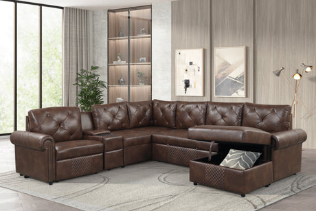 Winston Brown Power Reclining Sectional with Pull-Out Bed from Happy Homes - Luna Furniture