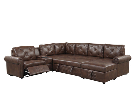 Winston Brown Power Reclining Sectional with Pull-Out Bed from Happy Homes - Luna Furniture