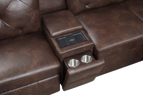 Winston Brown Power Reclining Sectional with Pull-Out Bed from Happy Homes - Luna Furniture