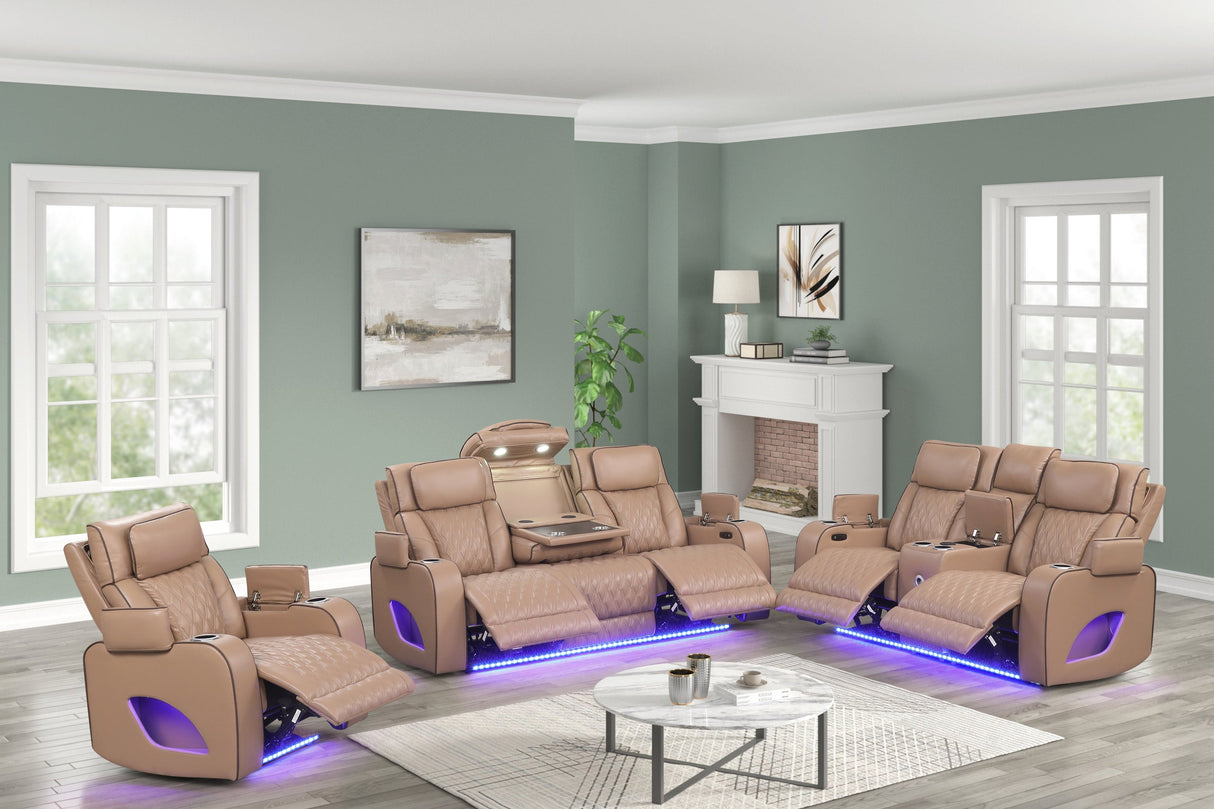 Rivera Saddle 3-Piece Leather Power Reclining Set