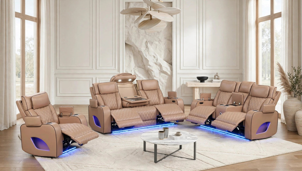 Rivera Saddle 3-Piece Leather Power Reclining Set from Happy Homes - Luna Furniture