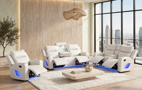 Pinnacle Sand 3-Piece Reclining Living Room Set from Happy Homes - Luna Furniture