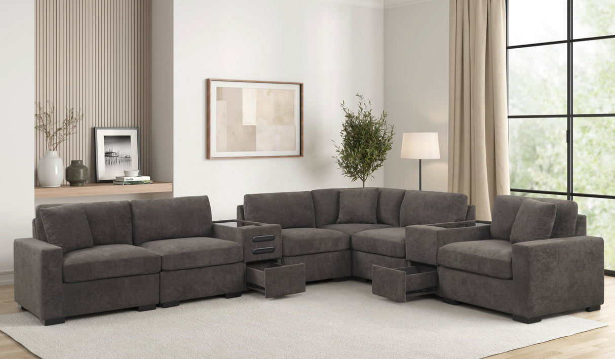 Barista Chocolate 8-Piece Performance Fabric Modular Sectional Set