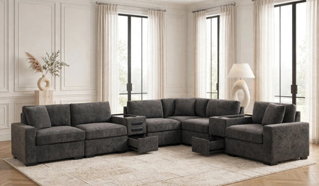 Barista Chocolate 8-Piece Performance Fabric Modular Sectional Set from Happy Homes - Luna Furniture