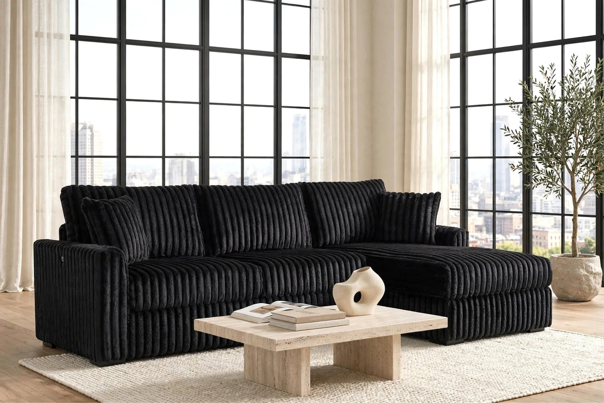SOL Black Reversible Sectional from Happy Homes - Luna Furniture