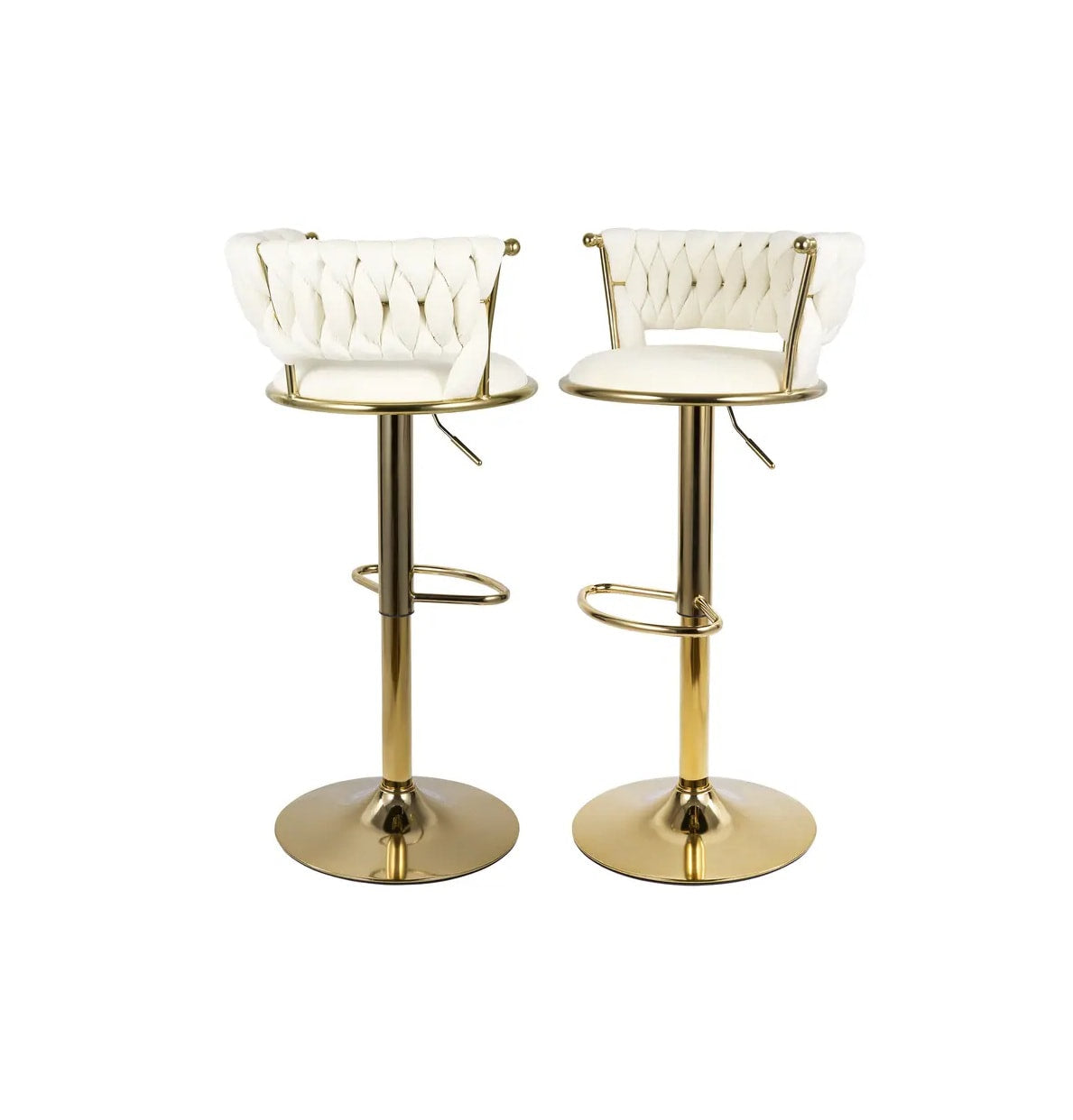 Aurelia Beige/Gold Velvet Low Back Barstool, Set of 2