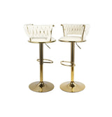Aurelia Beige/Gold Velvet Low Back Barstool, Set of 2
