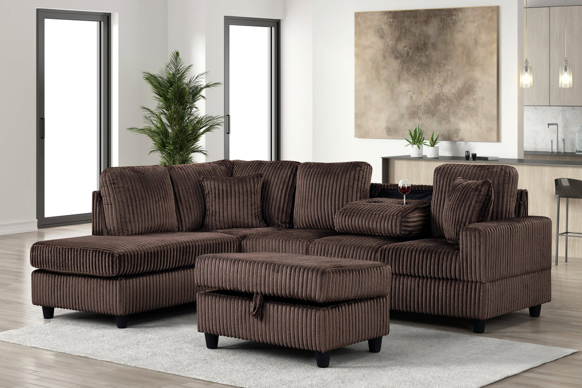 Rocket Chocolate Reversible Sectional from Happy Homes - Luna Furniture
