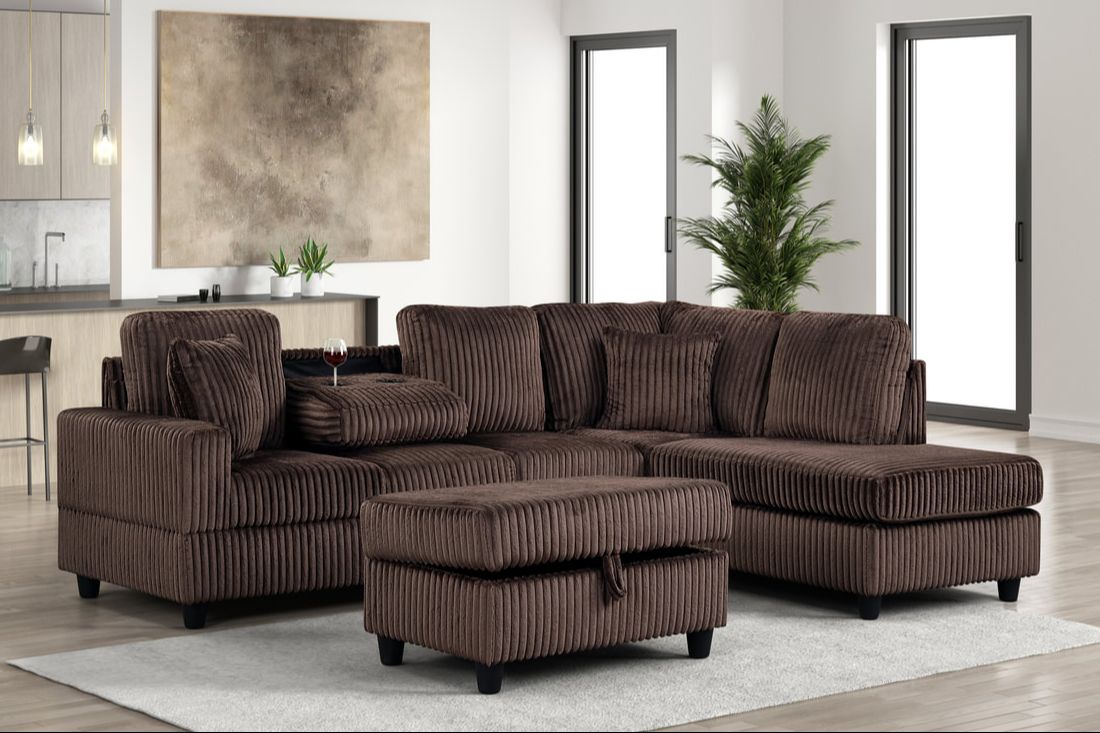 Rocket Chocolate Reversible Sectional from Happy Homes - Luna Furniture