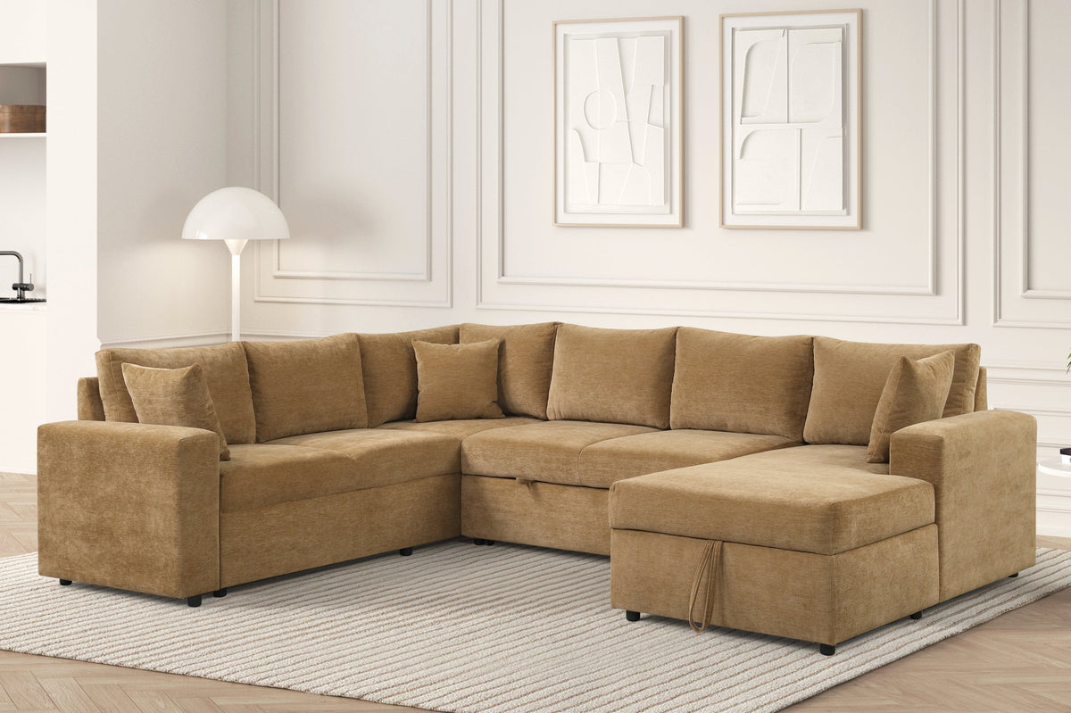 Forever2Latte Sectional With Pull-Out Bed from Happy Homes - Luna Furniture