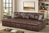Sonoma Brown Double Storage Chaise Sectional with Pull-Out Bed from Happy Homes - Luna Furniture