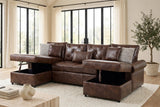 Sonoma Brown Double Storage Chaise Sectional with Pull-Out Bed from Happy Homes - Luna Furniture