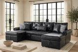 Sonoma Black Double Storage Chaise Sectional with Pull-Out Bed from Happy Homes - Luna Furniture