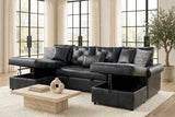 Sonoma Black Double Storage Chaise Sectional with Pull-Out Bed from Happy Homes - Luna Furniture