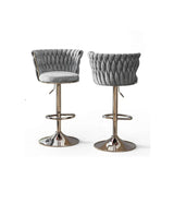 Argenta Gray/Chrome Modern Velvet Swivel Bar Chair with Adjustable Height, Set of 2 from Happy Homes - Luna Furniture