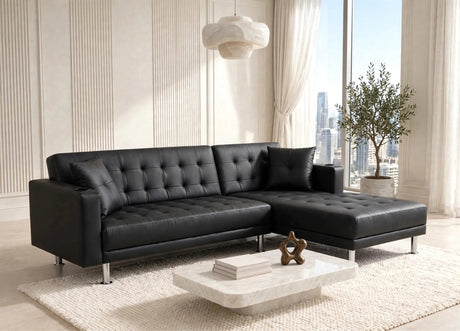 William Black Faux Leather Reversible Sectional from Happy Homes - Luna Furniture