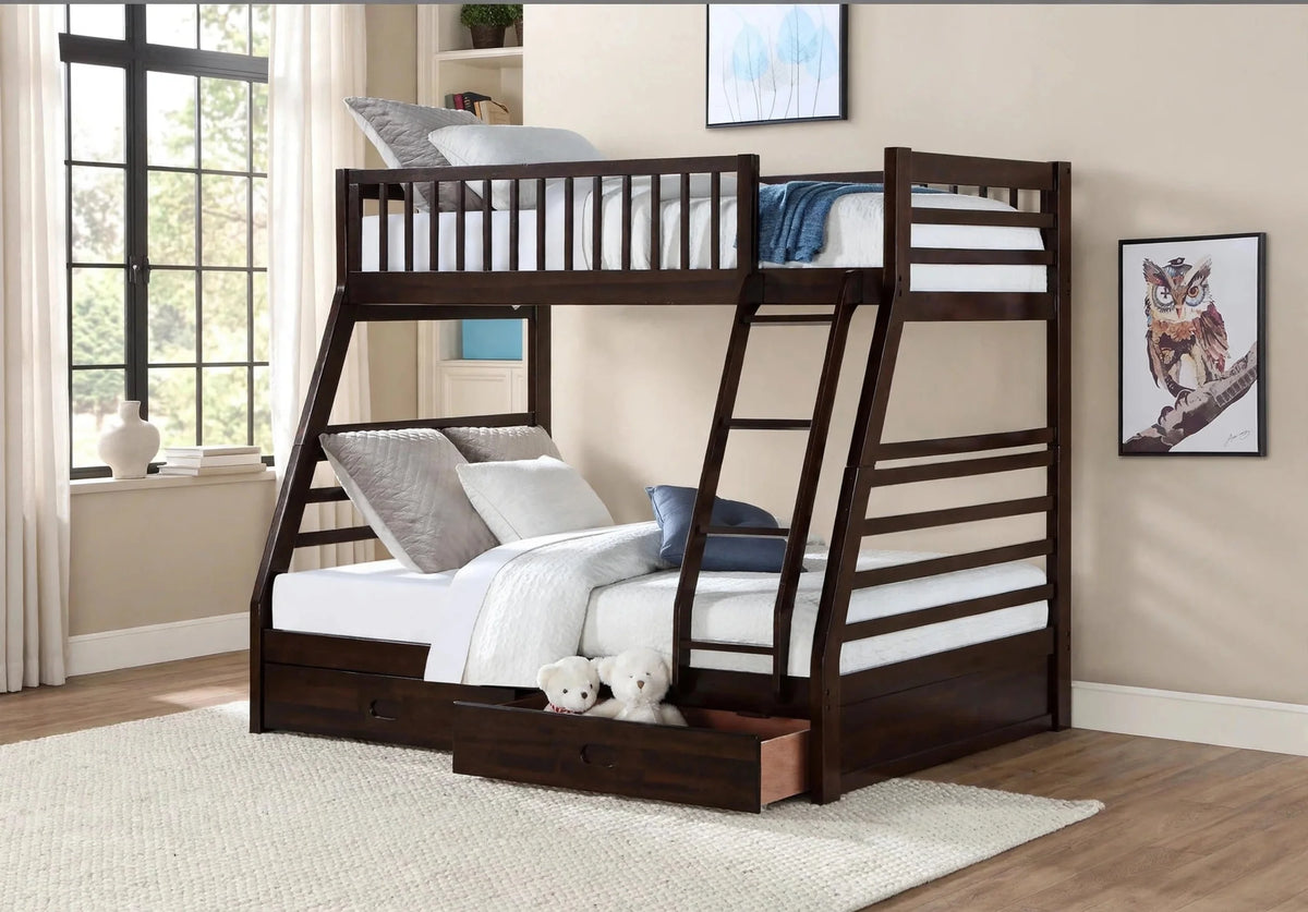 Isaac Espresso Twin/Full Bunk Bed with 2 Drawers