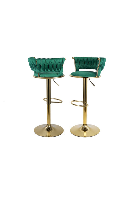 Aurelia Green/Gold Velvet Low Back Barstool, Set of 2 from Happy Homes - Luna Furniture