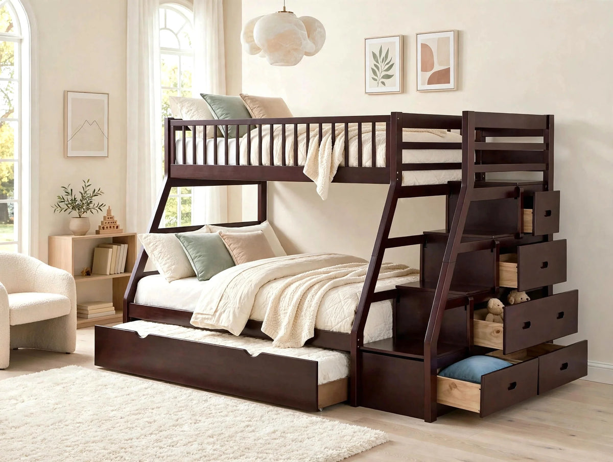 Alejandra Espresso Twin/Full Bunk Bed with Twin Trundle