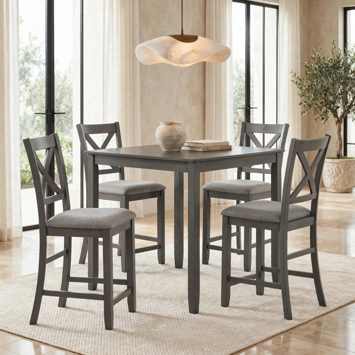 Tahoe Gray 5-Piece Counter Height Set from Happy Homes - Luna Furniture