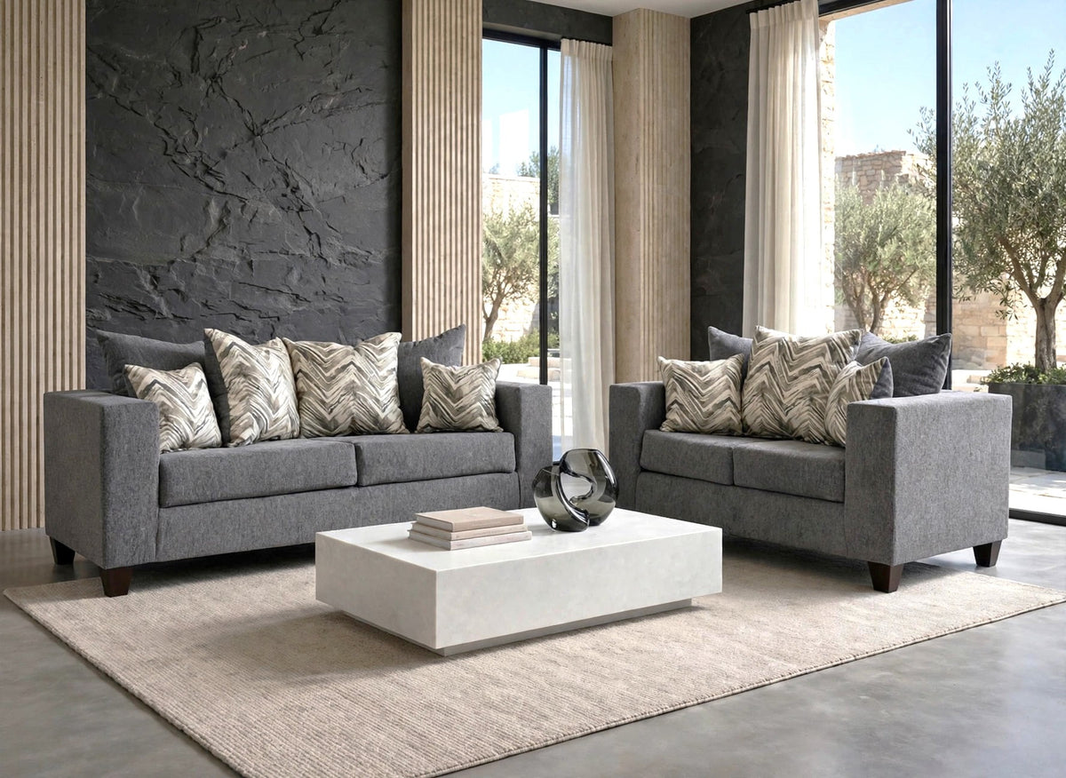 Monroe Charcoal Sofa and Loveseat from Happy Homes - Luna Furniture