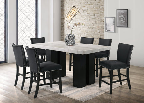 Finley Black/White Genuine Marble 7-Piece Counter Height Set (Table & 6 Chairs) from Happy Homes - Luna Furniture