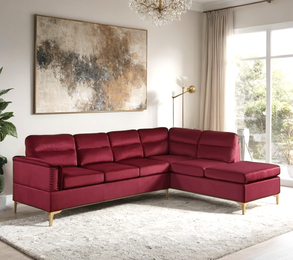 Vogue Red Velvet Sectional from Happy Homes - Luna Furniture