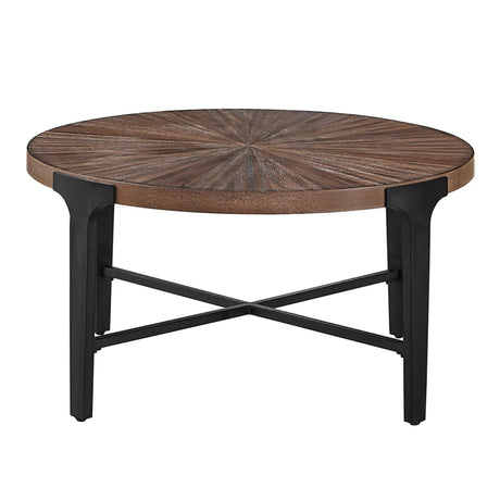 Chevron Cinnamon 36-inch Round Cocktail Table from Steve Silver - Luna Furniture