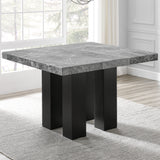 Artemis Gray/Black 5-Piece 54x54" Gray Marble Counter Set with Gray Chenille Chairs from Steve Silver - Luna Furniture
