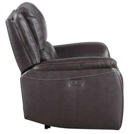 Alexandria Chocolate Top-Grain Leather Power Recliner from Steve Silver - Luna Furniture
