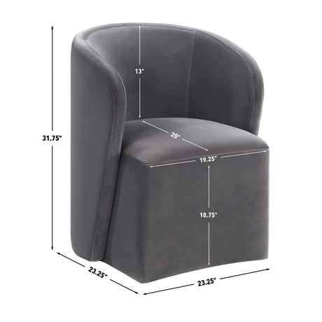 Annie Gray Velvet Barrel Chair with Casters, Set of 2 from Steve Silver - Luna Furniture