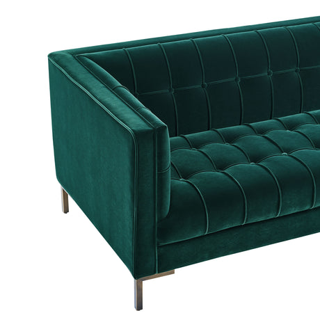 Isaac Channel Stitched Green Velvet Sofa from Steve Silver - Luna Furniture