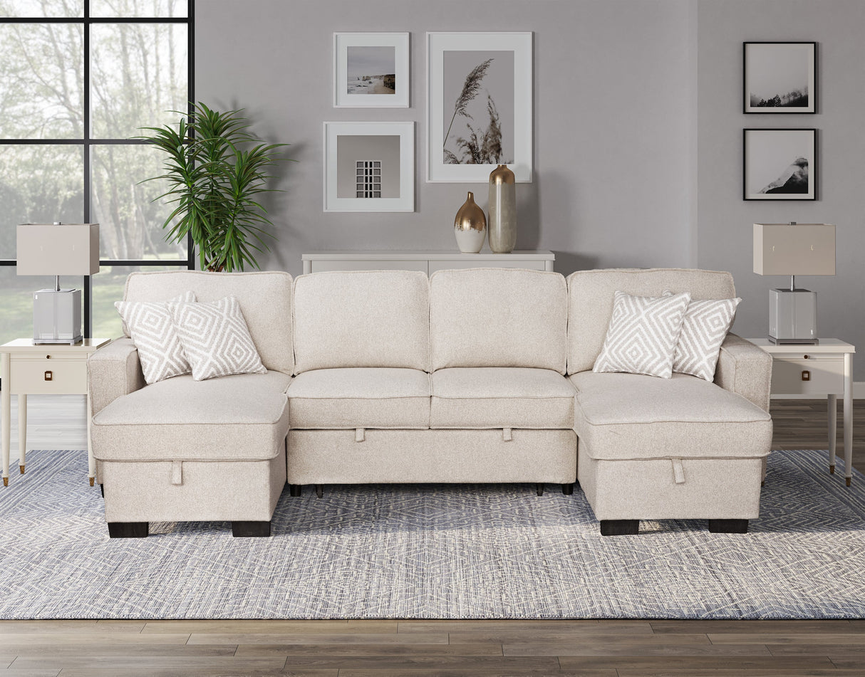 Sahara Beige Double Storage Chaise Sectional from Happy Homes - Luna Furniture