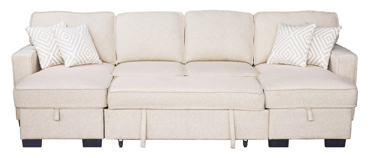 Sahara Beige Double Storage Chaise Sectional from Happy Homes - Luna Furniture