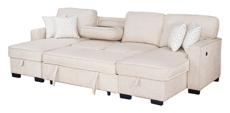 Sahara Beige Double Storage Chaise Sectional from Happy Homes - Luna Furniture
