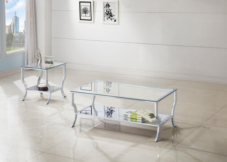 Saide Chrome 2-Piece Glass Top Coffee and End Table Set from Coaster - Luna Furniture