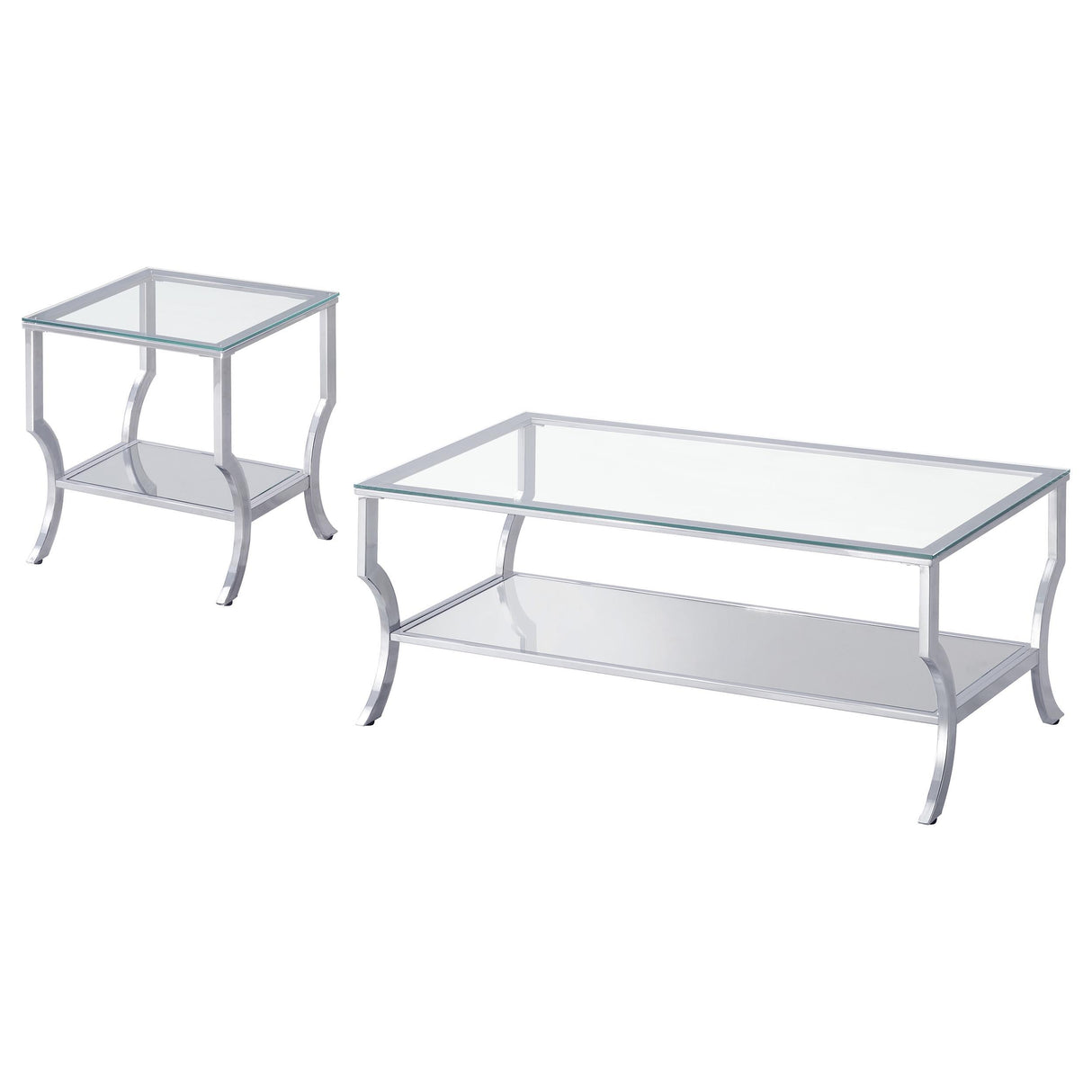 Saide Chrome 2-Piece Glass Top Coffee and End Table Set from Coaster - Luna Furniture