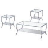 Saide Chrome 3-Piece Glass Top Coffee and End Table Set from Coaster - Luna Furniture