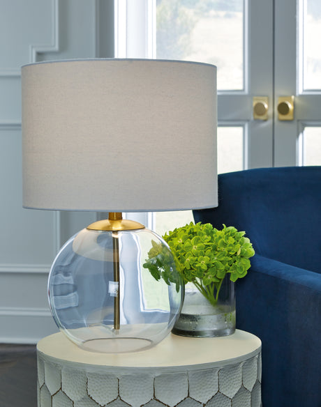 Samder 2-Piece Table Lamp Set in Clear/Brass Finish from Ashley - Luna Furniture
