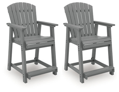 Sanctuary Beach Dark Gray Outdoor Counter Height Bar Stool (Set of 2) from Ashley - Luna Furniture