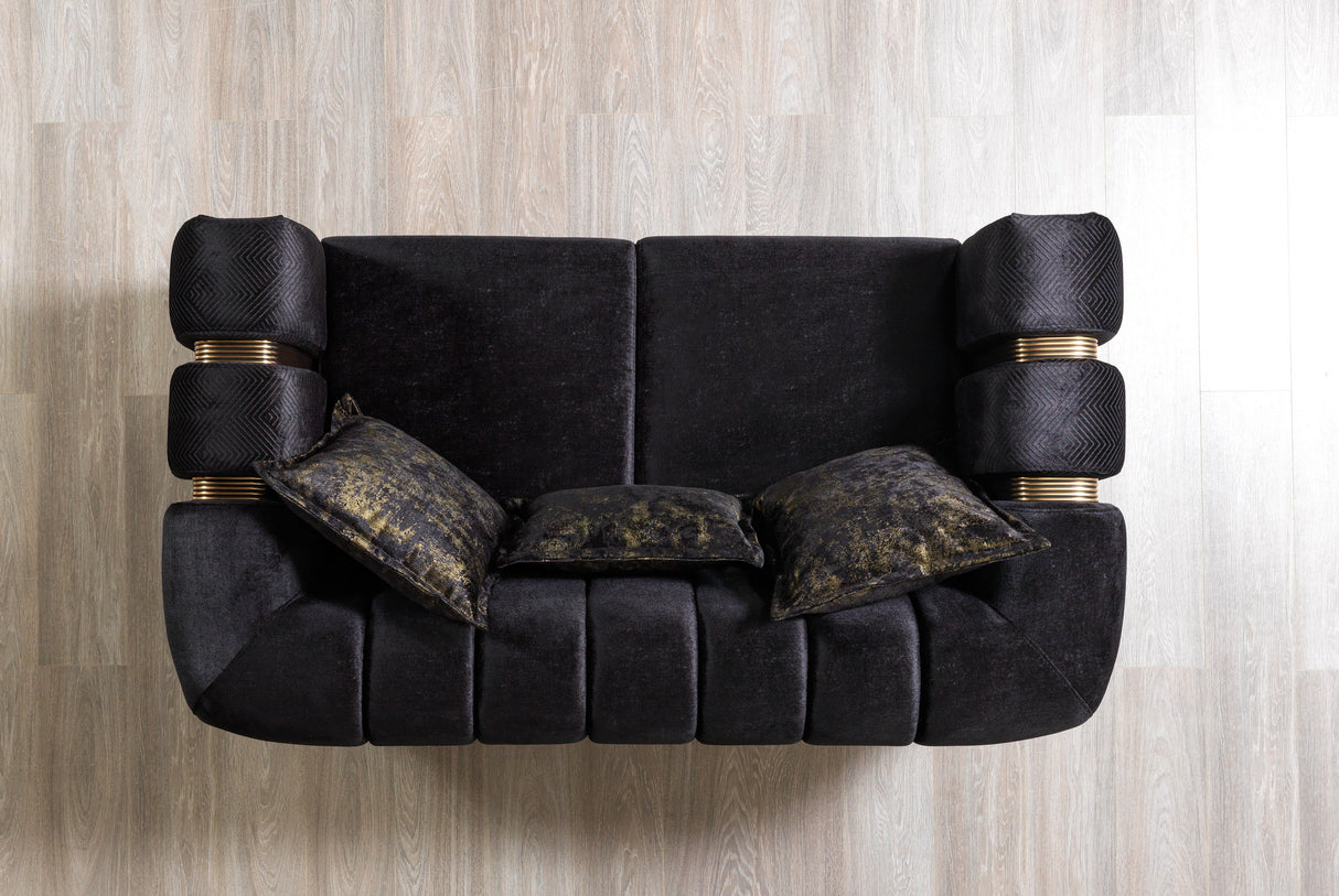 Santana Black Velvet Loveseat from Nova Furniture - Luna Furniture